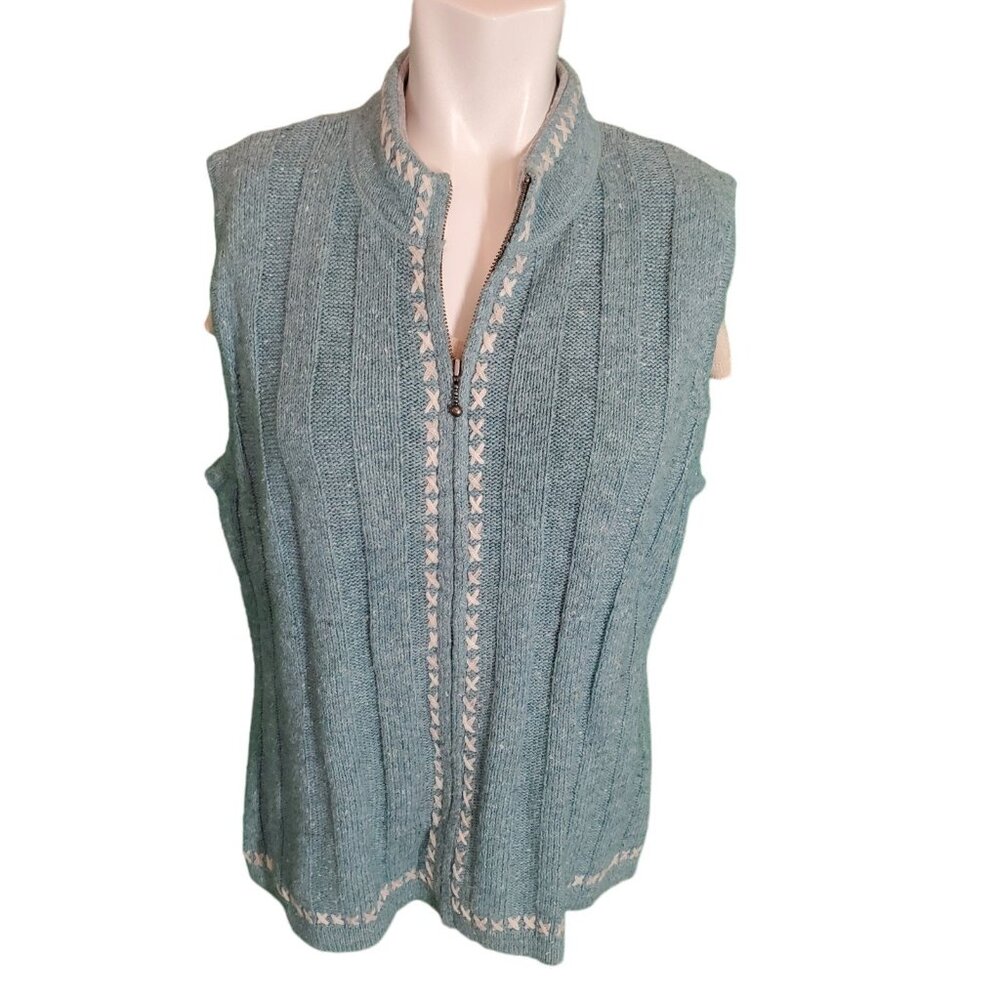 Woolrich Women's Vintage Wool Blend Sweater Jacket Aqua Blue sz L